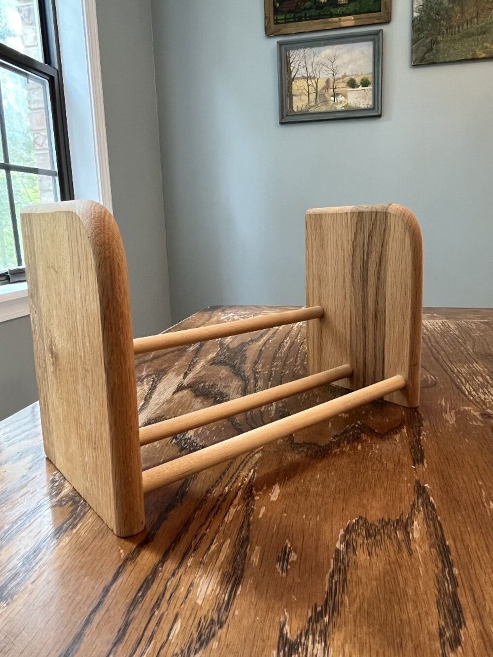 Wooden Book Trough Shelf With Rounded Ends 12" Wide Solid Oak Vintage